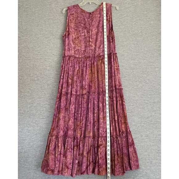 Go Fish Boho Ruffled Tiered Dress Size M Shapeless Prairie Cottage Hippie Batik - Picture 14 of 16